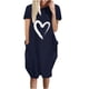 thumbnail image 2 of Puntoco Vestido De Manga Corta Con Cuello En V, Vestido Casual Suelto Con Estampado De Amor Para Mujer Azul Marino Xl, 2 of 5