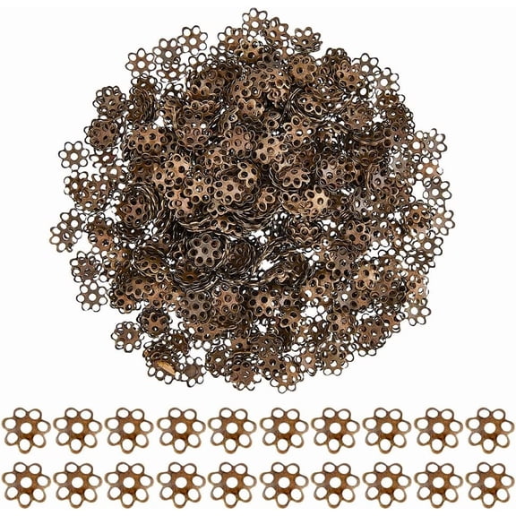 1000Pcs Flower Bead Ends - Bronze Caps Spacers for Jewelry Making Hole: 1mm for DIY