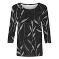 thumbnail image 4 of Fznquz Cute 3/4 Sleeve Tops for Women 2025 Graphic Black T Shirt Casual Women's Fall Fashion,XL, 4 of 5