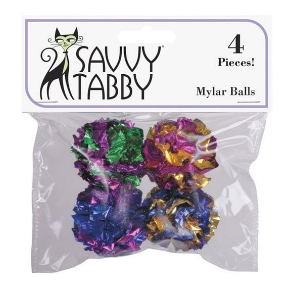 Savvy Tabby Mylar Balls Cat Toys 4 pk