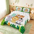 thumbnail image 3 of Manfei Cartoon Wildlife Party Full Size Comforter Sets, Kawaii Lion Elephant Bedding Comforter Set, White Green, Polkadot Reversible, 3 Pieces, 1 Comforter and 2 Pillowcases, 3 of 7