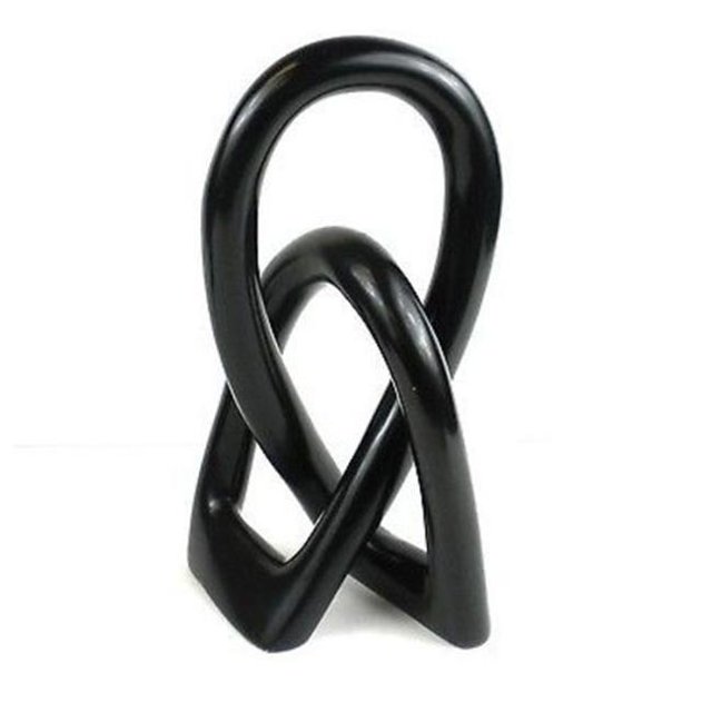 Natural Soapstone Lovers Knot, Black - 8 in.