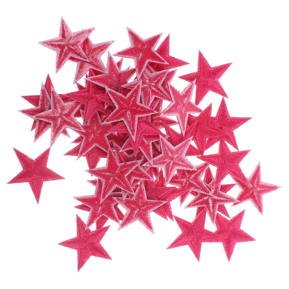 HONMEET 50-Pack Star Iron- Embroidered Patches, 1.2 Inch Rosy Flannel Applique for Jackets, Hats, and Clothing Decoration