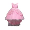 thumbnail image 5 of Girls Round Neck Sleeveless Princess Dress, Flower Girl Wedding Gown with Beaded Tulle Puffy Skirt, Junior Bridesmaid Party Dress for Birthday and Pageant, Age 3-14Y Pink 170, 5 of 7
