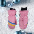 thumbnail image 4 of Cateissary 3 pares de manoplas para niños, guantes cálidos Unisex impermeables de invierno con gancho, patrón geométrico cómodo portátil, Suministros térmicos Rosa L, 4 of 6