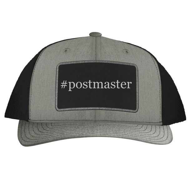Hashtag postmaster - Leather Black Patch Engraved Trucker Hat 
