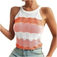 thumbnail image 2 of PNTUTB Women's Fashion Color Block Openwork Crew Neck Pullover Casual Comfortable Sleeveless Knit Tops, 2 of 6