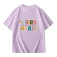 thumbnail image 4 of MUXiin First Day of Third Grade Shirt Kids Back to School Boys Girls Shirts Funny Letter Vibes Graphic Tee Short Sleeve Tops,150Purple, 4 of 5