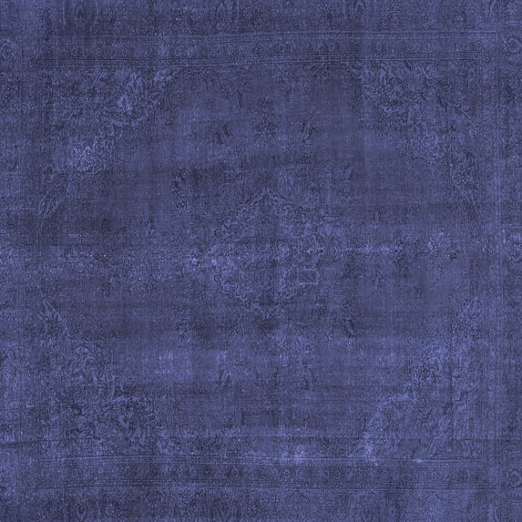 Ahgly Company Machine Washable Indoor Square Abstract Blue Modern Area Rugs, 7' Square
