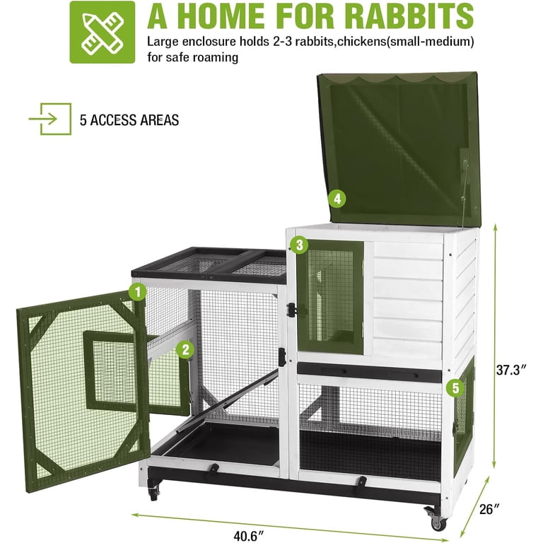 Aivituvin Rabbit Hutch Indoor Outdoor, 2 Story, Black photo 4