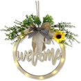 thumbnail image 1 of Welcome Sign for Front Door, 30cm/11.8in Wreaths with Artificial Plant Ribbon Bow 3D Font, Rustic Wooden Door Decoration Wreaths for Home Garden Weddi, 1 of 5