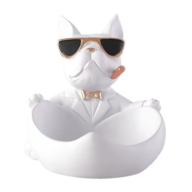 Bandeja de almacenamiento de estatua de perro, bandeja de dulces para teléfono, regalo de resina, escultura de perro, estatuilla de perro para decoración de sala de estar, dormitorio y