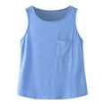 thumbnail image 1 of Gibobby blusas de vestir Niñas formal Camiseta sin mangas con cuello redondo y espalda para niños y niñas pequeñas, camiseta de baile informal sin mangas con bolsillo （Azul， 13-14 Años), 1 of 5