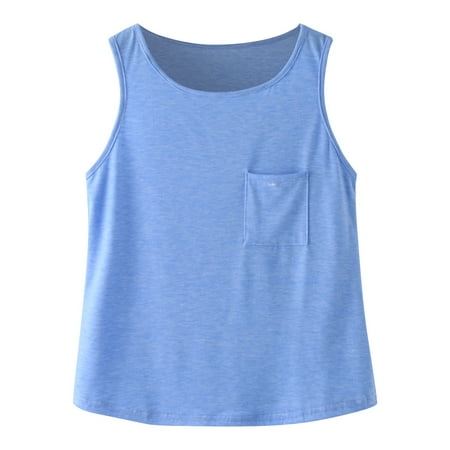 

nsendm Girls Toddler Kids Girl s Crewneck Racerback Solid Basic Tank Tops Sleeveless Casual Dance Girls Banana Shirt Blue 7-8 Years