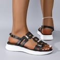 thumbnail image 7 of Beach Sandals, Wedge Sandals Open Toe Sandals for Women Summer Comfortable Dressy Platform Wedges Shoes Wide Width Buckle Ankle Strap Hollow Out Beach Athletic Walking Sandal, Black 5.5, 7 of 7