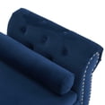 thumbnail image 5 of Navy Blue Velvet Storage Ottoman with Nailhead Trim and Pillow, 5 of 7