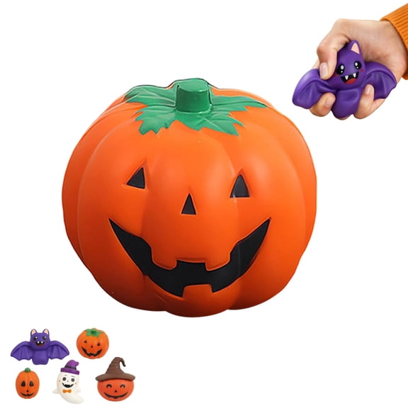 Halloween Squishy Toy Set 5 Pack - Slow Rising Pumpkin Stress Relief Fidget Sensory Balls for Adults Kids,Party Favors Goodie Bag Stuffer,Halloween Decor(D)
