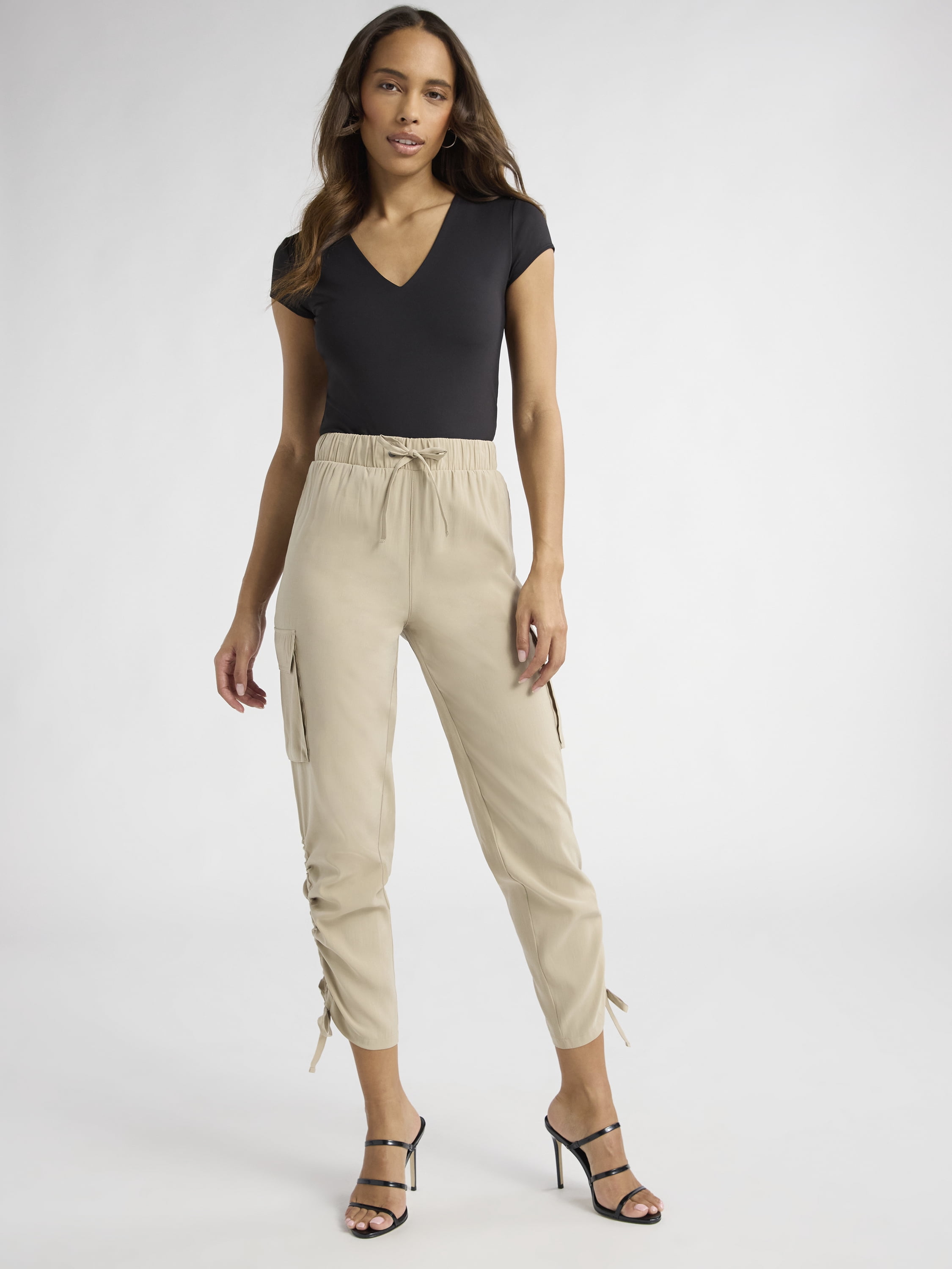 Sofia Jeans Women's Super High Rise Luxe Cargo Pants, 27" Inseam, Sizes XS-XXXL