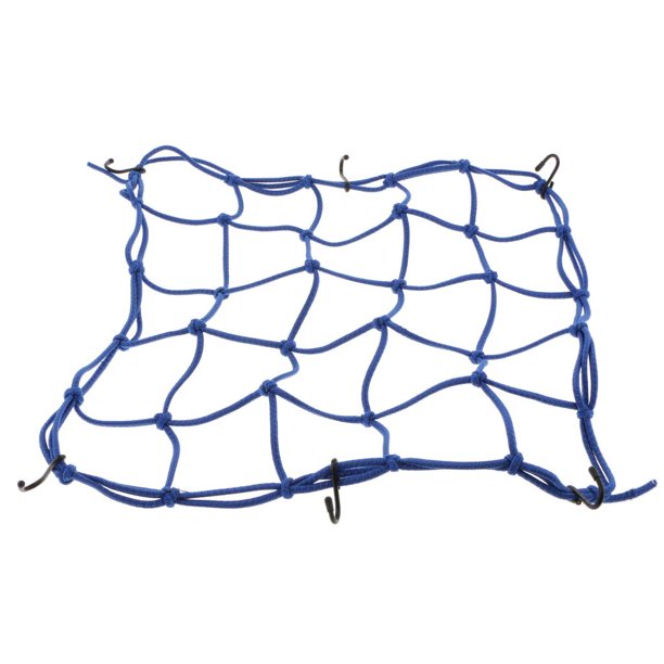 Red de Carga para Motocicleta de 15''x15 '' Ganchos Ajustables Y Malla Ajustada de 2''x2 '' Azul DYNWAVEMX Helmet Cargo Luggage Net
