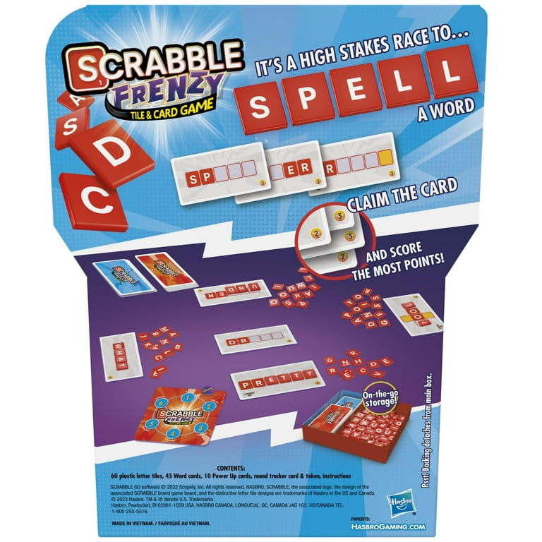Scrabble Frenzy Tile and Card Game, Fast-Paced Scrabble Game for