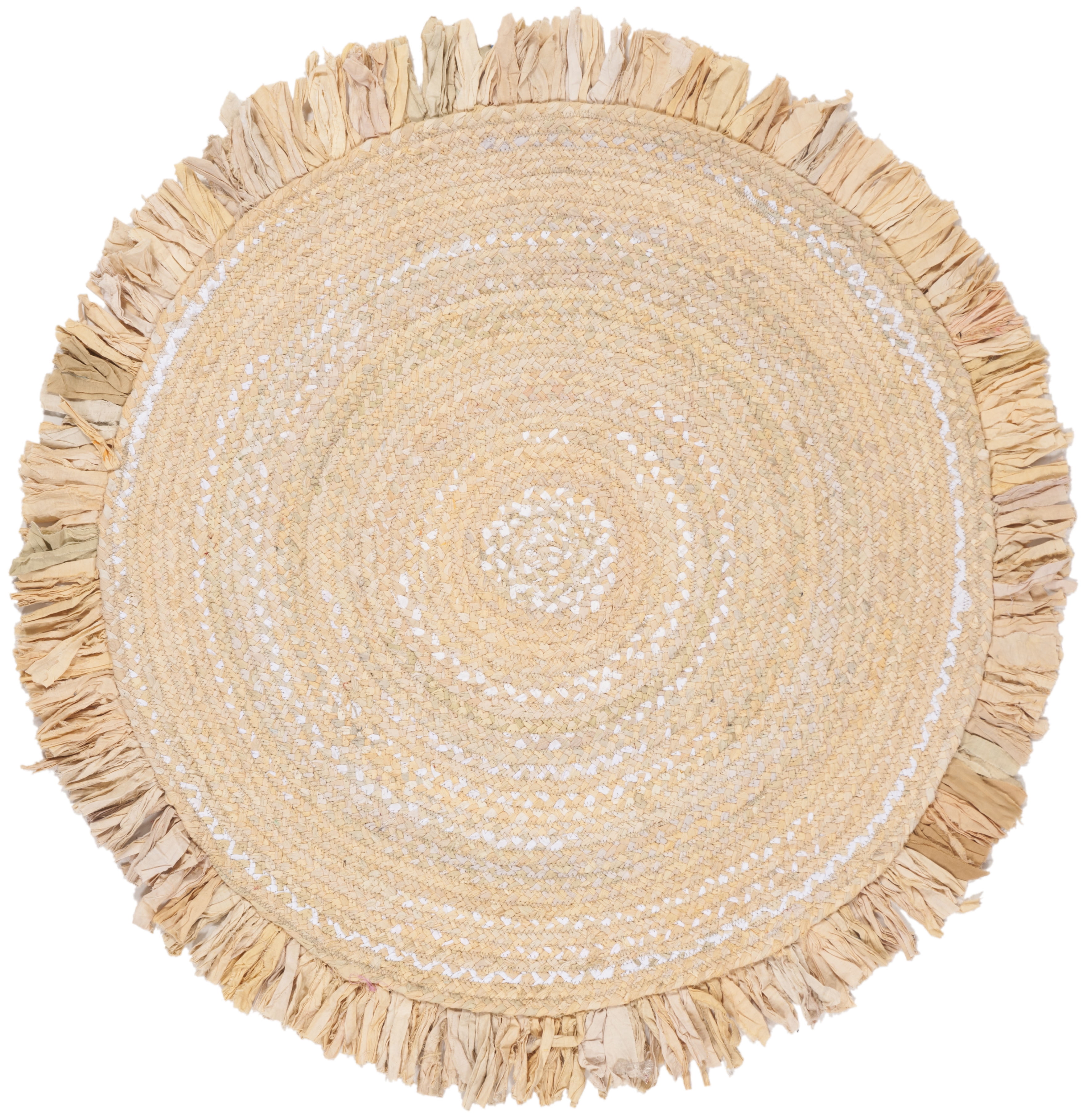 SAFAVIEH Braided Paisley Transitional Cotton Reversible Area Rug, Beige, 4' x 4' Round