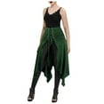 thumbnail image 2 of SDNall Long Skirts for Women Halloween Gothic Punk Asymmetric Lace-Up Slit Front Skirt A-Line Skirt Womens Skirts (Green, Sizes S-XL), 2 of 9