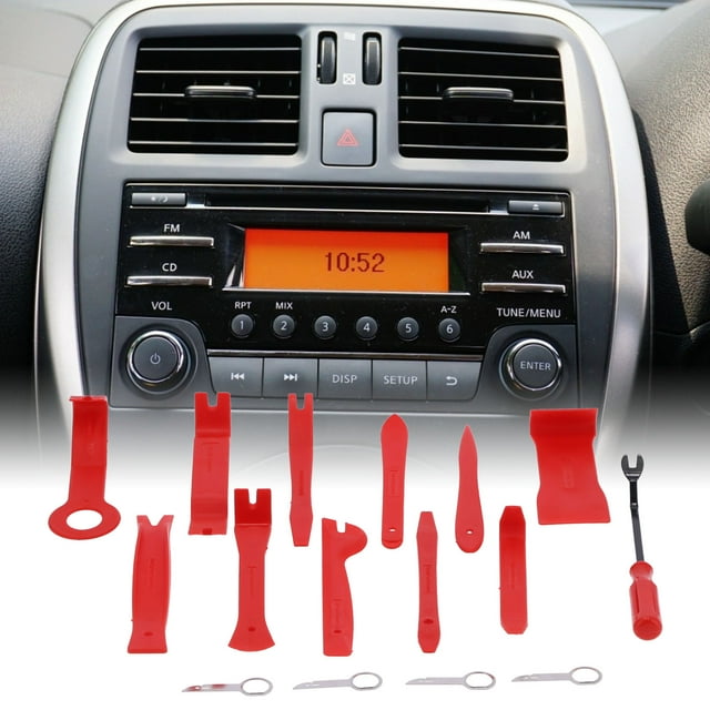 Ensemble de 16 Pcs Outils de Retrait Auto Kit de Réparation Audio, avec Design Ergonomique, Nylon + Acier au Manganèse + Acier Inoxydable + Pompon, Manipulation Facile, Inoffensif pour la Peinture de Voiture, Adapté pour