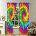 Yellow Red Line Pattern Red and Yellow Tie Dye Pattern Sheer Curtains, Rod Pocket Sheer Drapes ...