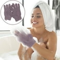 thumbnail image 2 of 1 Pair Bath Exfoliating Glove Five Fingers Body Scrub Gloves Bath Shower Sauna Scrubber Mitt for Men Women (Purple), 2 of 6