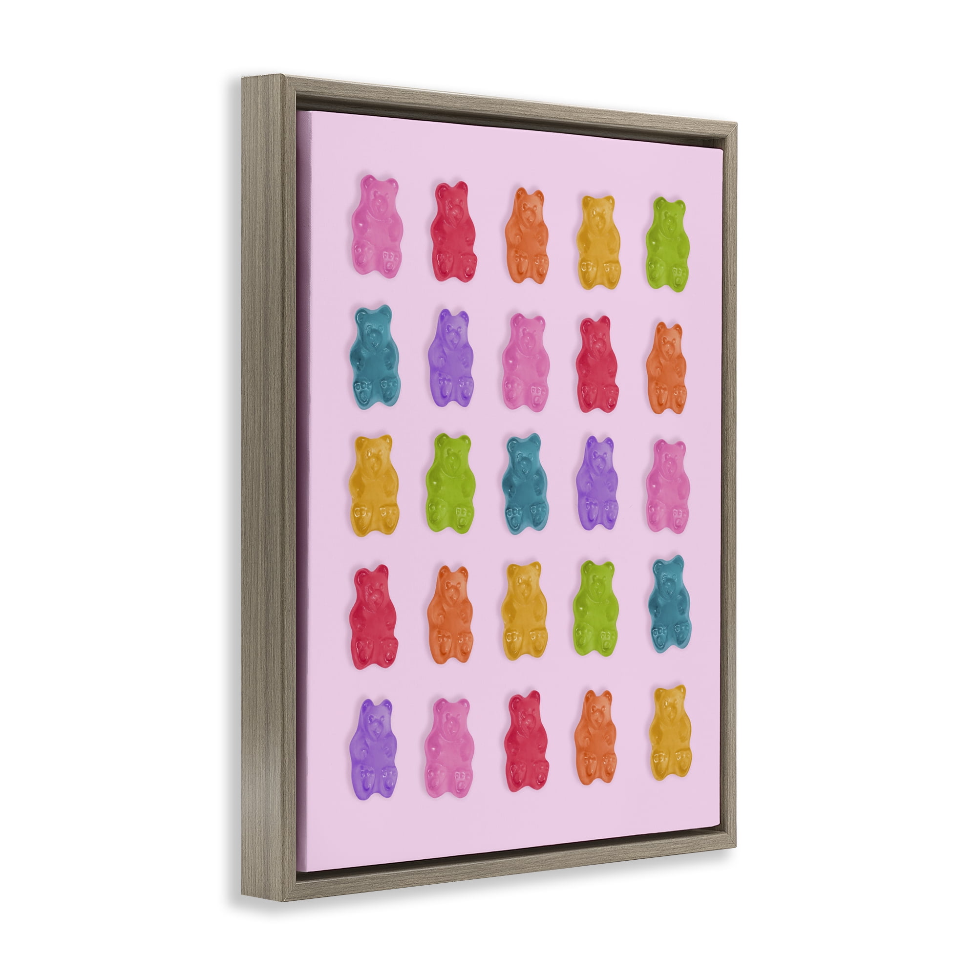 Stupell Industries Pastel Gummies on Pink Brown Framed Floater Canvas Wall Art, design by LISH Creative
