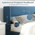 thumbnail image 6 of Relax & Rejuvenate Queen Size Lift up Storage Bed, Upholstered Platform Bed Frame with Modern Linen Fabric Wingback Headboard, Wood Slats Support, Noiseless, Easy Assembly, No Box Spring Needed, Blue, 6 of 7