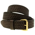 thumbnail image 1 of Mens 1 1/2 Dark Brown English Bridle Leather Belt Embossed Basket Weave, 1 of 4