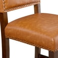 thumbnail image 5 of Linon Bristol 24" Indoor Wood Counter Stool, Caramel Faux Leather, 5 of 12