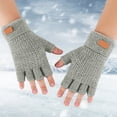 thumbnail image 2 of Workout Gloves Warm Knit Half Finger Cycling Gloves Fingerless Gloves Gray One Size, 2 of 8