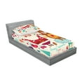 thumbnail image 2 of Ambesonne Christmas Fitted Sheet & Pillow Sham Set, Santa and Teddy Bear, Twinxl, Multicolor, 2 of 2