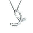 thumbnail image 2 of Bling Jewelry Womens E Script Letter Initial Pendant Necklace Silver 18 Inch, 2 of 6