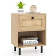 thumbnail image 1 of Costway 1 PCS Rattan Nightstand Boho End Table with Drawer & Open Shelf for Living Room Natural, 1 of 10