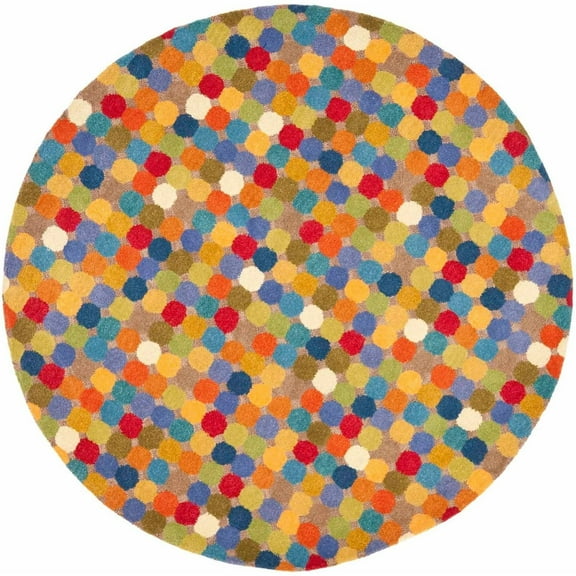 SAFAVIEH Soho Fortuna Geometric Wool Area Rug, Multi, 8' x 8' Round