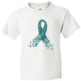 thumbnail image 3 of Inktastic Ovarian Cancer Awareness Teal Ribbon Made of Hearts Youth T-Shirt, 3 of 5