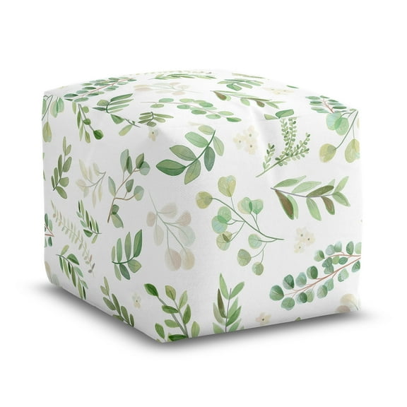 Sweet Jojo Designs Botanical Green and White Unstuffed Ottoman Pouf Cover