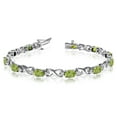 thumbnail image 1 of 14k White Gold Natural Peridot And Diamond Tennis Bracelet, 1 of 3
