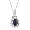 thumbnail image 2 of 10k White Gold Sapphire & 1/8 Carat T.W. Diamond Halo Pendant Necklace, 2 of 2