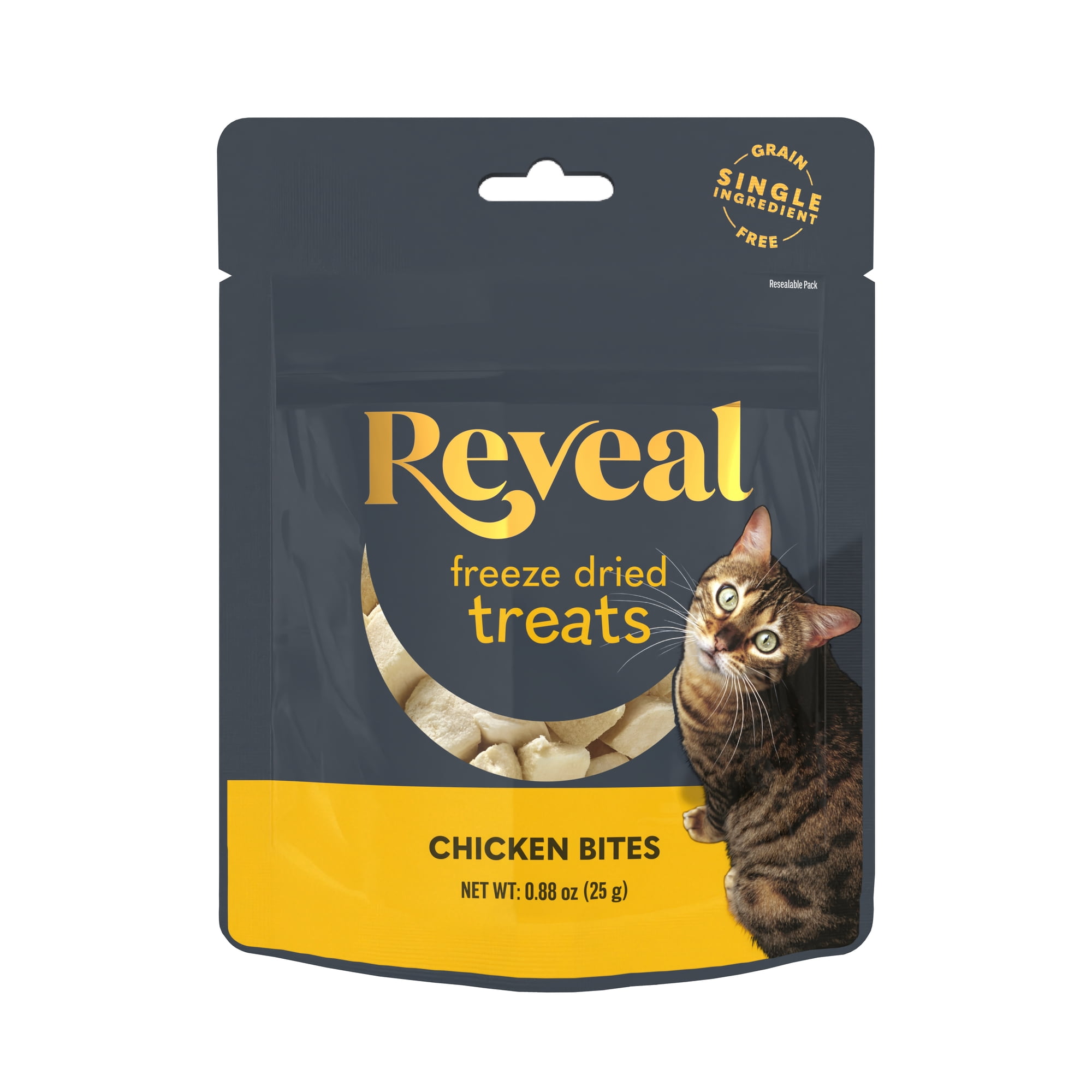 Reveal Pet Food Natural Cat Treats Chicken Freeze Dried 0.88oz Bag
