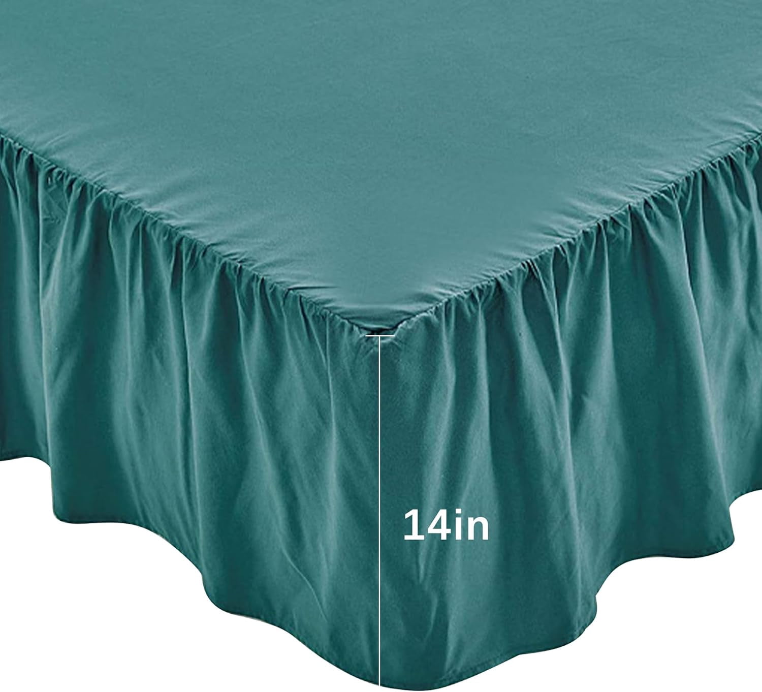 Ruffled Bed Skirt, Lightweight Dust Ruffle Bed Skirts with Platform, Multiple Sizes Soft Bed Skirt for Bedroom,Hotel (Malachite Green, Full（54x75 in） 14")