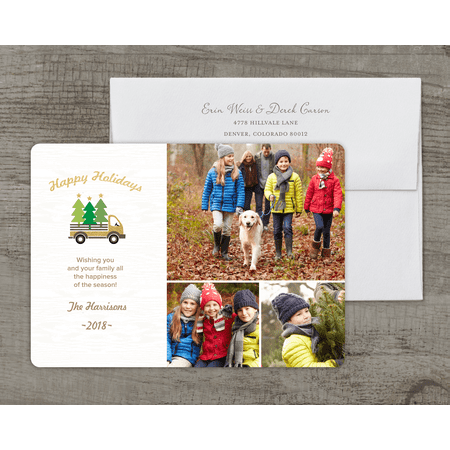Truckful of Trees - Deluxe 5x7 Personalized Holiday Holiday Card