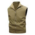 thumbnail image 3 of UVEASISHA Mens Lightweight Work Vest Big and Tall Casual Cargo Vest Outdoor Sleeveless Lapel Zip up Jackets with Pockets Khaki 3XL, 3 of 7