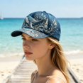 thumbnail image 2 of XIAOCHA Women's Printed Rhinestone Baseball Cap Breathable Outdoor Party Dad Hat Casual Trucker Hat,Navy, 2 of 4