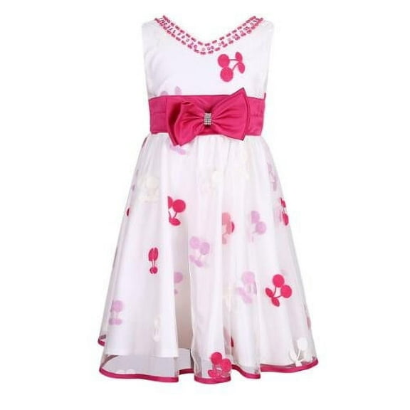 Little Girls White Fuchsia Sweet Cherry Party Dress 4