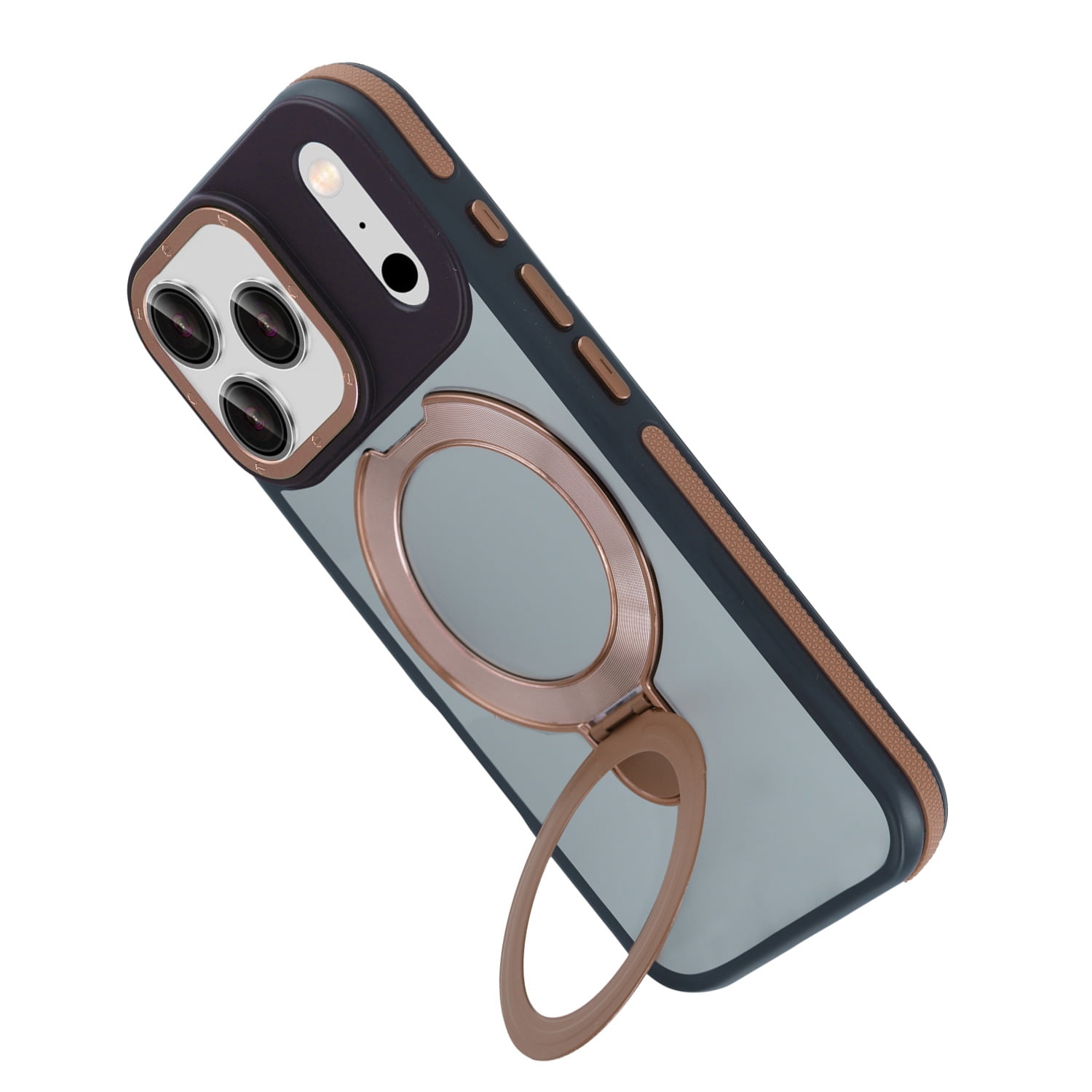 Slim Matte Clear Cover with Integrated Kickstand for iPhone 17 Pro Max - Dark Brown