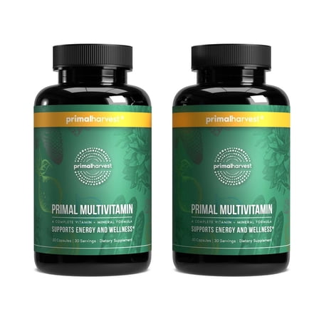 Primal Harvest Multivitamin 2 Pack: Daily Multvitamin Supplements for Men's & Women's Health (60 Count)